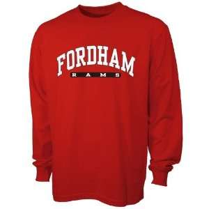  Fordham Rams Red Mascot Bar Long Sleeve T shirt (Large 