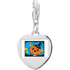   Halloween Pumpkin Candy Corn Photo Heart Frame Charm Pugster Jewelry