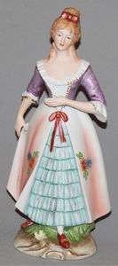 VINTAGE EUROPEAN HAND PAINTED BISQUE PORCELAIN WOMAN IN VICTORIAN 