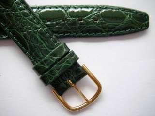 Green croco print leather watch band  