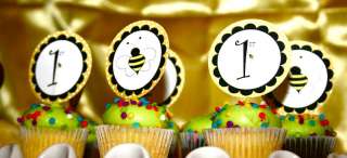 24 Bumble Bee Party Cupcake Toppers~Baby Shower  