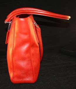   RED Leather Lunch Tote Purse Shoulder Shopper Bag Summer RARE  
