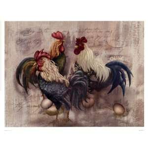  Rooster Trio Finest LAMINATED Print Alma Lee 17x13