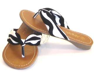 Girls Trendy ZEBRA Animal Print Thongs Sandals Summer Beach Vacation 