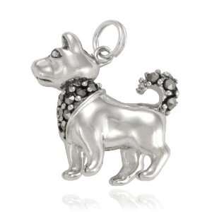  Sterling Silver Marcasite Dog Zodiac Charm Jewelry