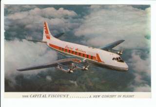 Capital Airlines Viscount Airplane Plane Old Postcard Vintage Airline 