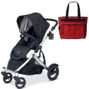   Britax BSTRBLKBAG B Ready Stroller   Black with a Red Diaper Bag Baby
