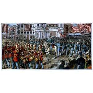  Poster Union soldiers and band marching through a city 