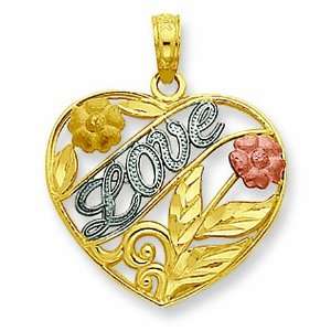   Tri Colored Cursive Love and Flower Deco GEMaffair Jewelry