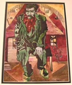 Old Original Watercolor On Paper Marc Chagall Signed Framed Rare x 