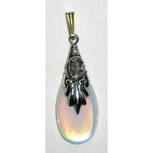  Stunning Opalized Glass and Topaz Pendant 