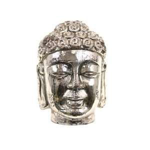  UTC 70063 Silver Ceramic Buddha Head with Rustic Distress 