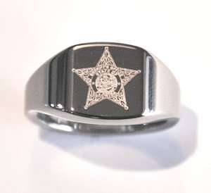 Florida Sheriff Star Tungsten Carbide Ring Szs 7   14  
