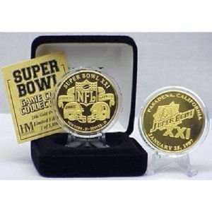 24Kt Gold Super Bowl XXI Flip Coin 