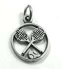 Sterling Silver Charm   TENNIS RAQUETS/BALL in CIRCLE