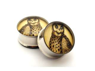 Pair of Owl Plugs gauges Choose Size new STYLE 3  