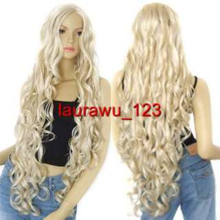 40 No Bangs Blonde Spiral Curly Cosplay Wig 613C  