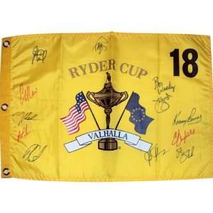  2008 Ryder Cup (Valhalla) Golf Pin Flag Autographed by 12 Team USA 