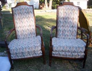 Pair of Large Walnut High Back Armchairs/Chairs  