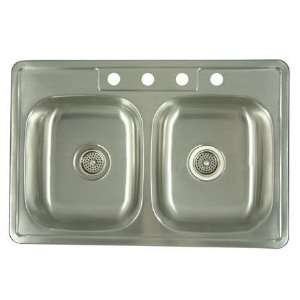   Stainless Steel Self rimming Double Bowl Kitchen Sink,One Piece Constr