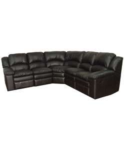 Black Leather 5 seat Recliner Sectional Sofa  