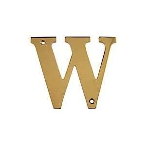   RL4W CR003 Lifetime Polished Brass 4 Solid Brass Residential Letter W