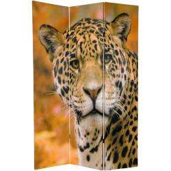 Canvas 6 foot Double sided Leopard Room Divider (China)   