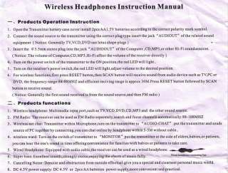 NEW 8 in 1 Wireless Earphone Headphone for  PC TV CD  