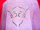 COLDWATER CREEK~Rose Pink Die cut Floral Suede Jacket XL coat top NWT 