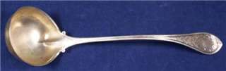 OLD ANTIQUE STERLING SILVER LADLE GOLD SOUP LARGE SPOON REPOUSE ART 