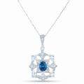 14k White Gold 1 1/2ct TDW Blue and White Diamond Necklace (H I, I1 I2 
