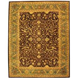 Handmade Antique Mahal Brown/ Blue Wool Rug (76 x 96)   