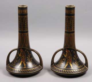 Art Deco Handpainted pair of French interior vases by Pinon Heuze 