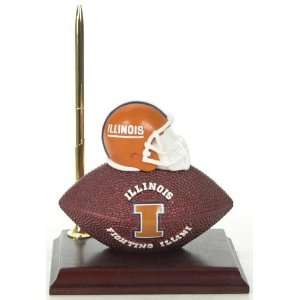 Illinois Fighting Illini Mascot Football Clock/Pen  Sports 