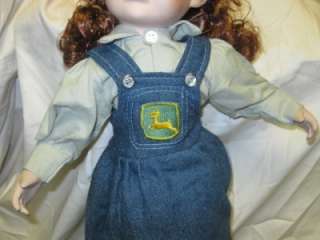 Real Cute John Deere22 Tall Porcelain Doll Blue Denim Overalls John 