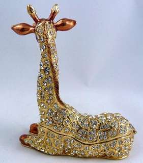 Pewter Swarovski Bejeweled Giraffe Trinket Box  