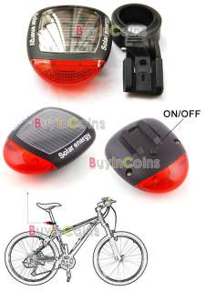 Solar Power Bike Bicycle Rear Tail Red LED Light Lamp  