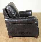   Old Saddle Black Genuine Leather Arm Chair and Ottoman  