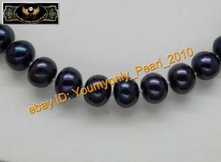   925Silver   Breathtaking 10 11mm AAA black pearl necklaces ( 18 inch