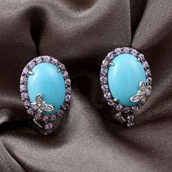   Vian 14k Gold Diamond, Sapphire and Turquoise Earrings  