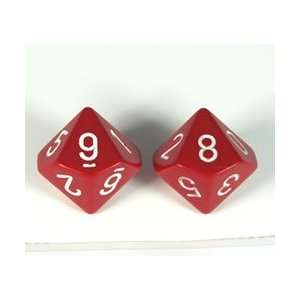 Red Opaque D10 Dice 2ea Toys & Games