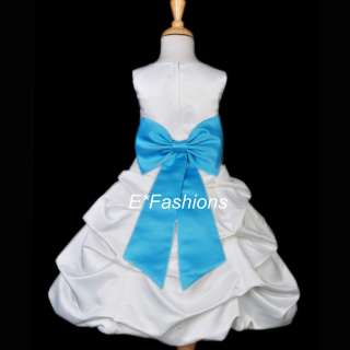 WHITE TURQUOISE POOL BLUE EASTER WEDDING FLOWER GIRL DRESS 2 4 5 6 8 