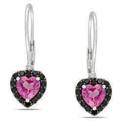   Pink Sapphire, Black Spinel and Diamond Earrings  