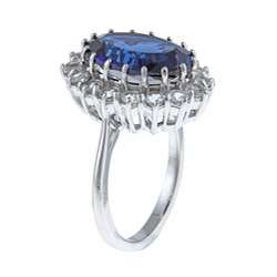   Sterling Silver Created Blue Sapphire and White Topaz Diana Ring