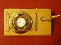 Brass Porthole clock and Pen Set with Name Plate  