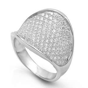 Silver Ring with Clear CZ Stone   Face Height 18mm , Band Width  4mm 
