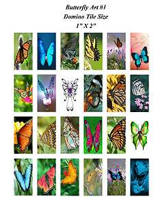 Butterfly Art Images Collage Sheet Domino Tile Size 1 X 2 Altered 