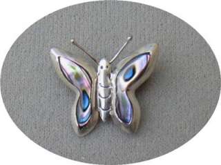 LIQUIDATION STERLING SILVER BUTTERFLY PIN with ABALONE SHELL INLAY 