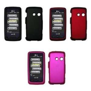 EMPIRE LG Rumor Touch LN510 3 Pack of Snap on Case Covers (Black, Red 