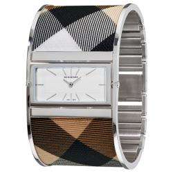 Burberry Womens Large Reversible Check Fabric Bangle Watch 